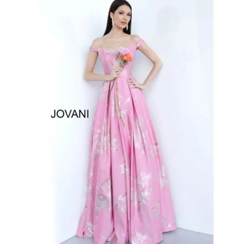 Jovani 48361 Off The Shoulder Floral Dress US4